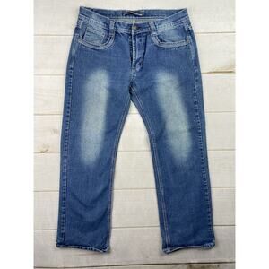 Modern Culture Distressed Destroyed Jeans Men's Size 38/32 Embroidered Pockets